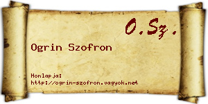 Ogrin Szofron névjegykártya